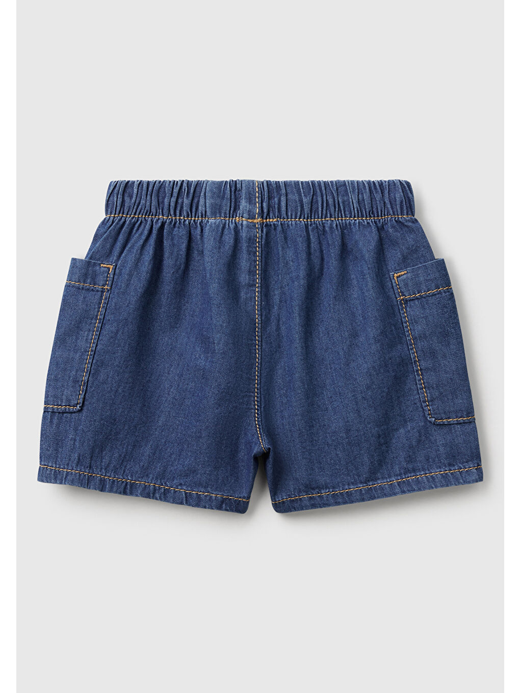 Mavi Bebek Koyu Denim Beli Lastikli Logo Düğmeli Yan Cepli Denim Şort-1