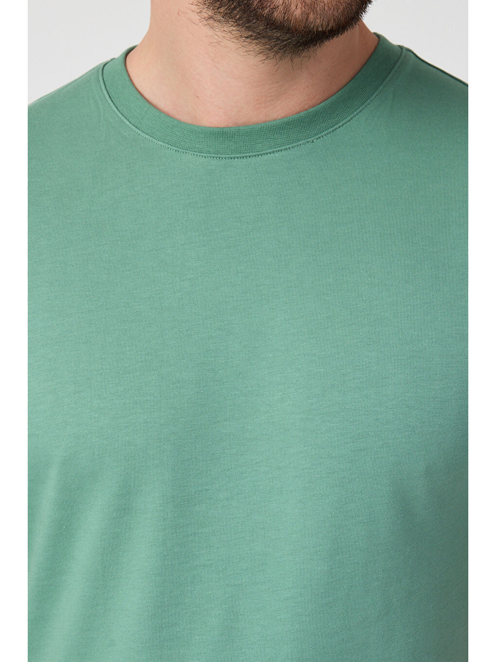 Yeşil Erkek Bisiklet Yaka T-shirt 6212-4