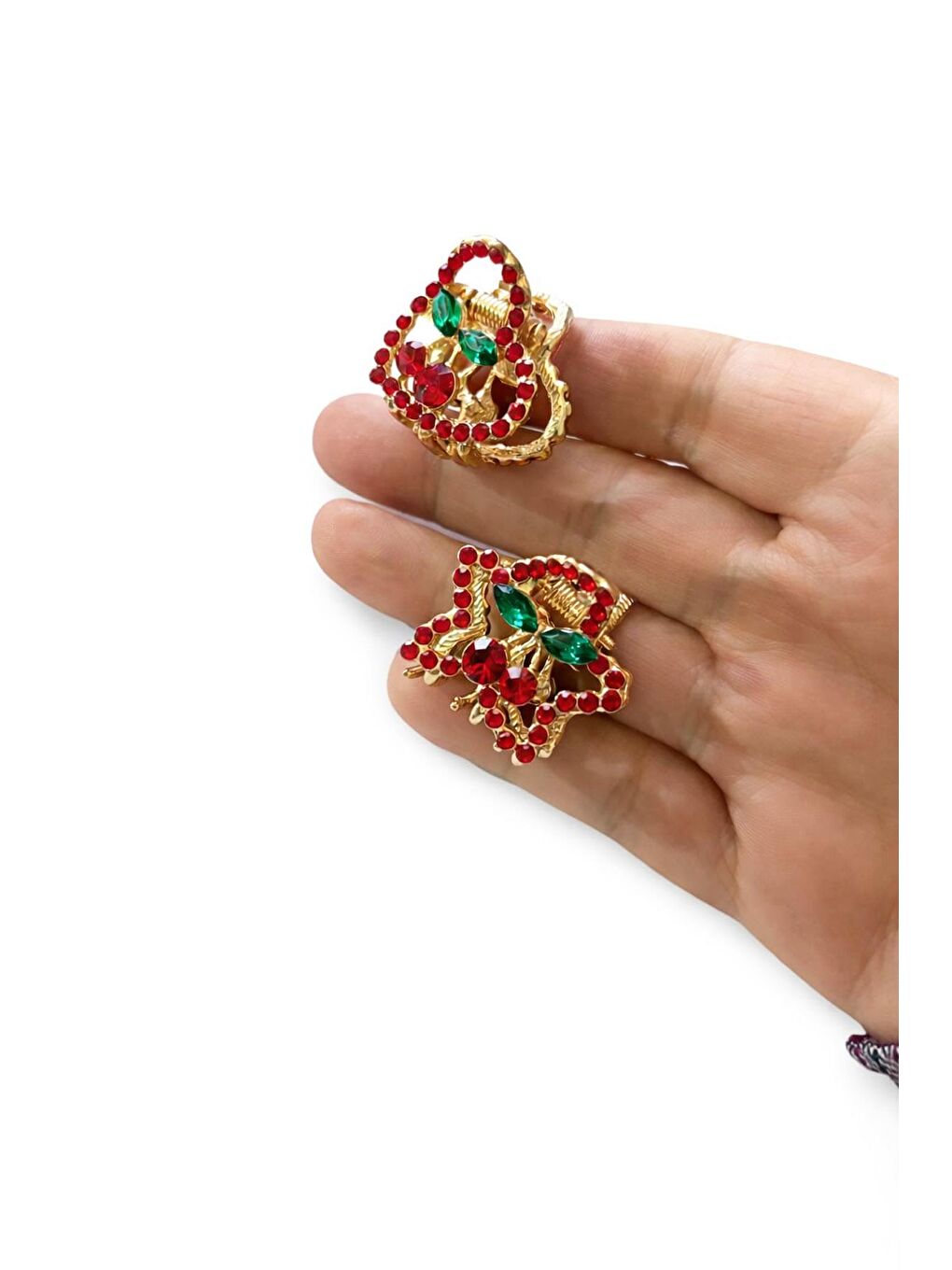 Sarı Kiraz Taşlı Mini Mandal Toka 2 Adet-3