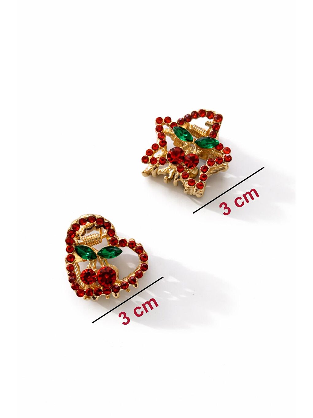 Sarı Kiraz Taşlı Mini Mandal Toka 2 Adet-4