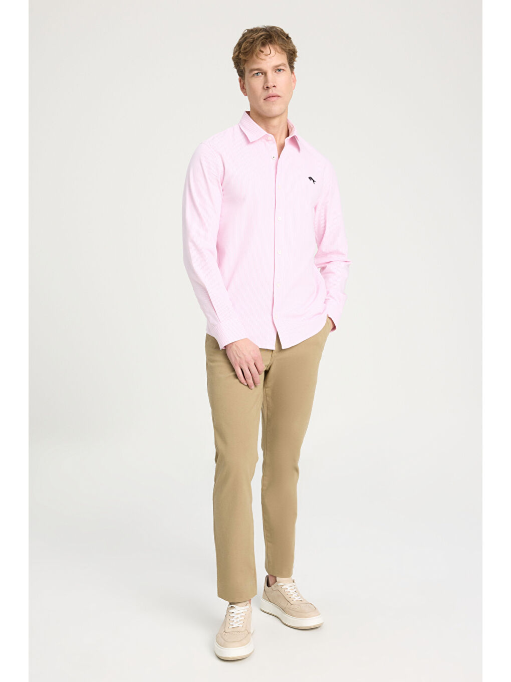 Regular Fit Normal Kesim %100 Pamuk Pembe Gömlek-2