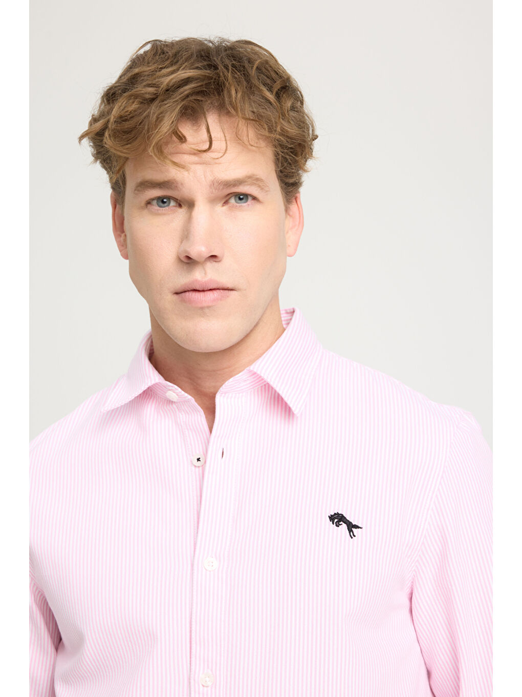 Regular Fit Normal Kesim %100 Pamuk Pembe Gömlek-3