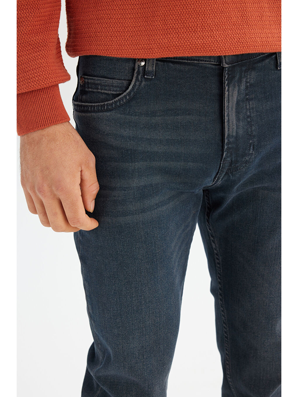 Yeşil Pamuklu Slim Fit Dar Kesim Esnek Denim Jean Pantolon-3