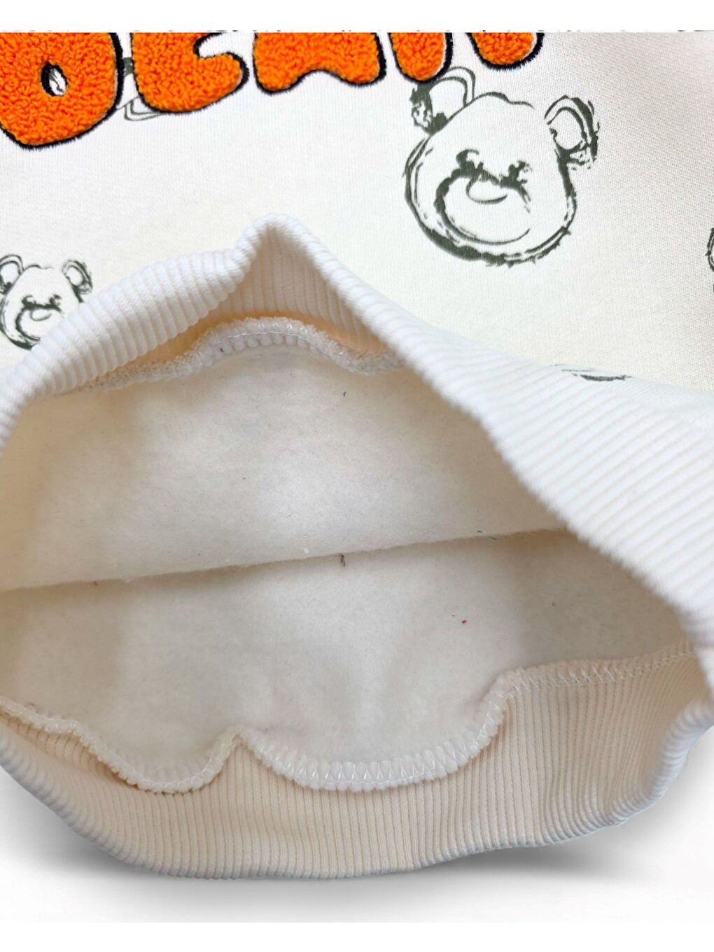 Gri Erkek Bebek Bear Nakışlı Kışlık 3 İp Şardonlu Alt Üst Takım-5