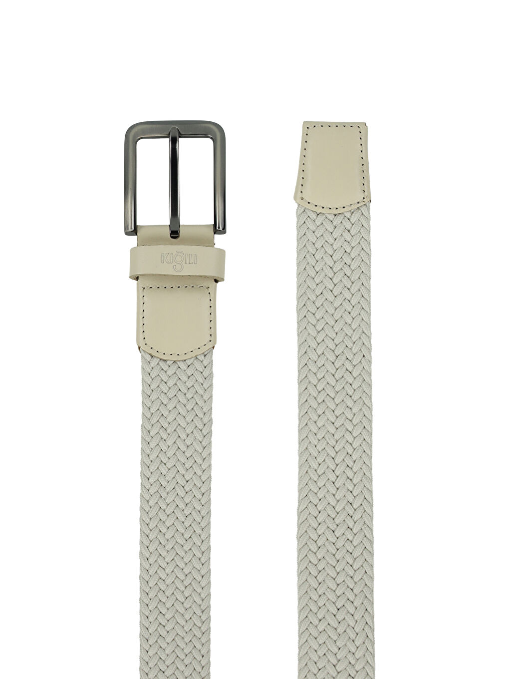 Bej Desenli Elastanlı Esnek Spor Örgü Kemer-1