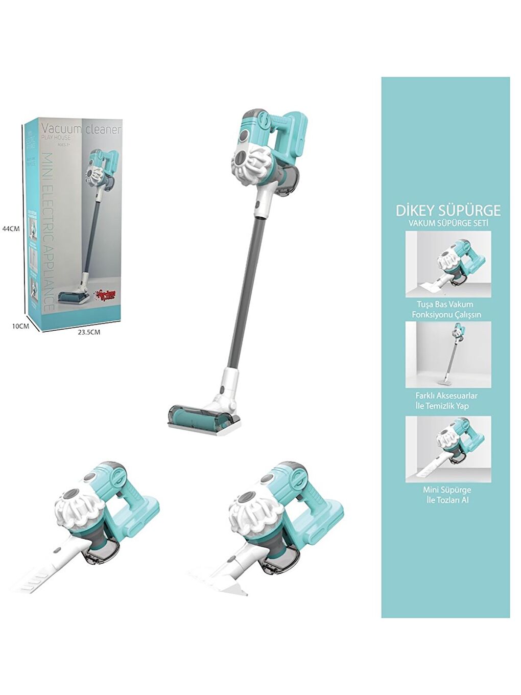 Oyuncak Dikey Elektrik Süpürgesi - Yeşil Standart-2