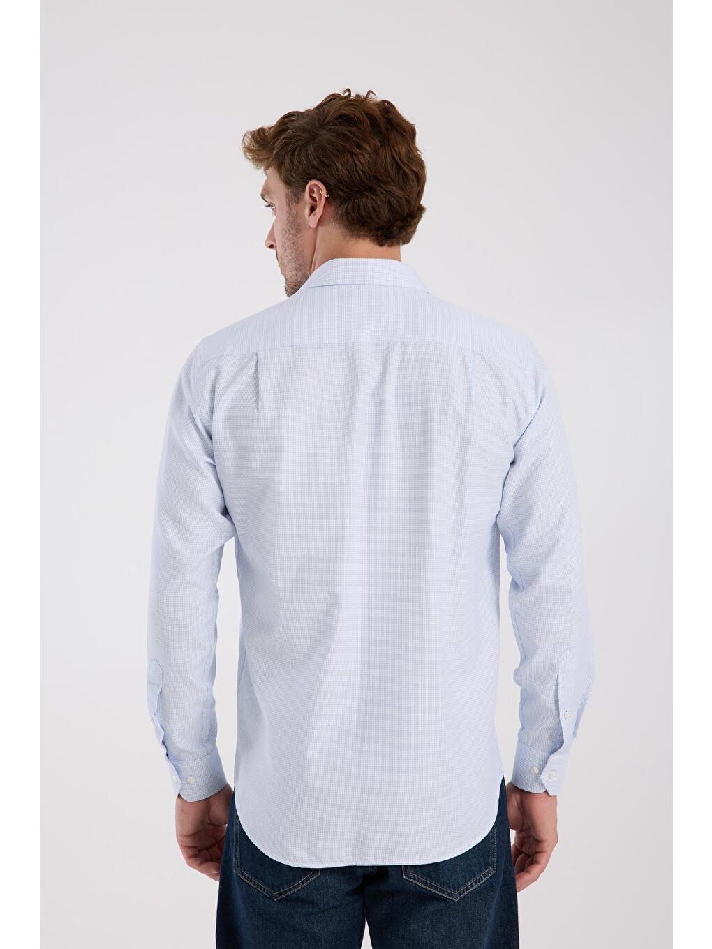 Aclub Ac10095 Oxford Pamuk Karışımlı Regular Fit Açık Mavi Klasik Yaka Erkek Desenli Gömlek-6