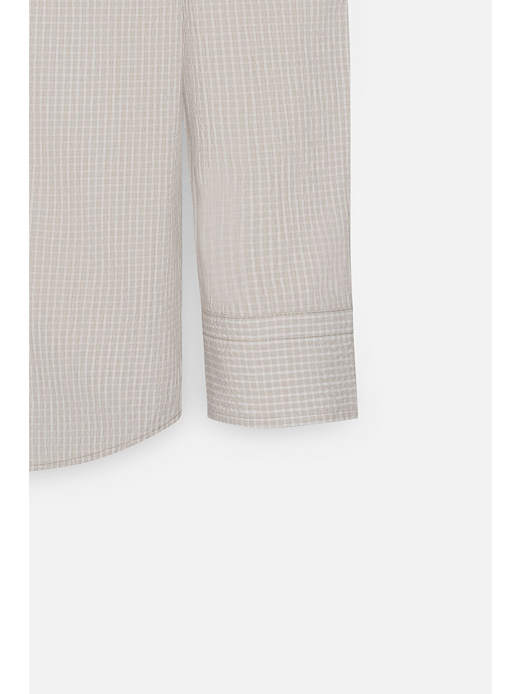 Erkek Beyaz-Bej Comfort Fit Rahat Kesim Düğmeli Yaka Pamuklu Kareli Gömlek-9