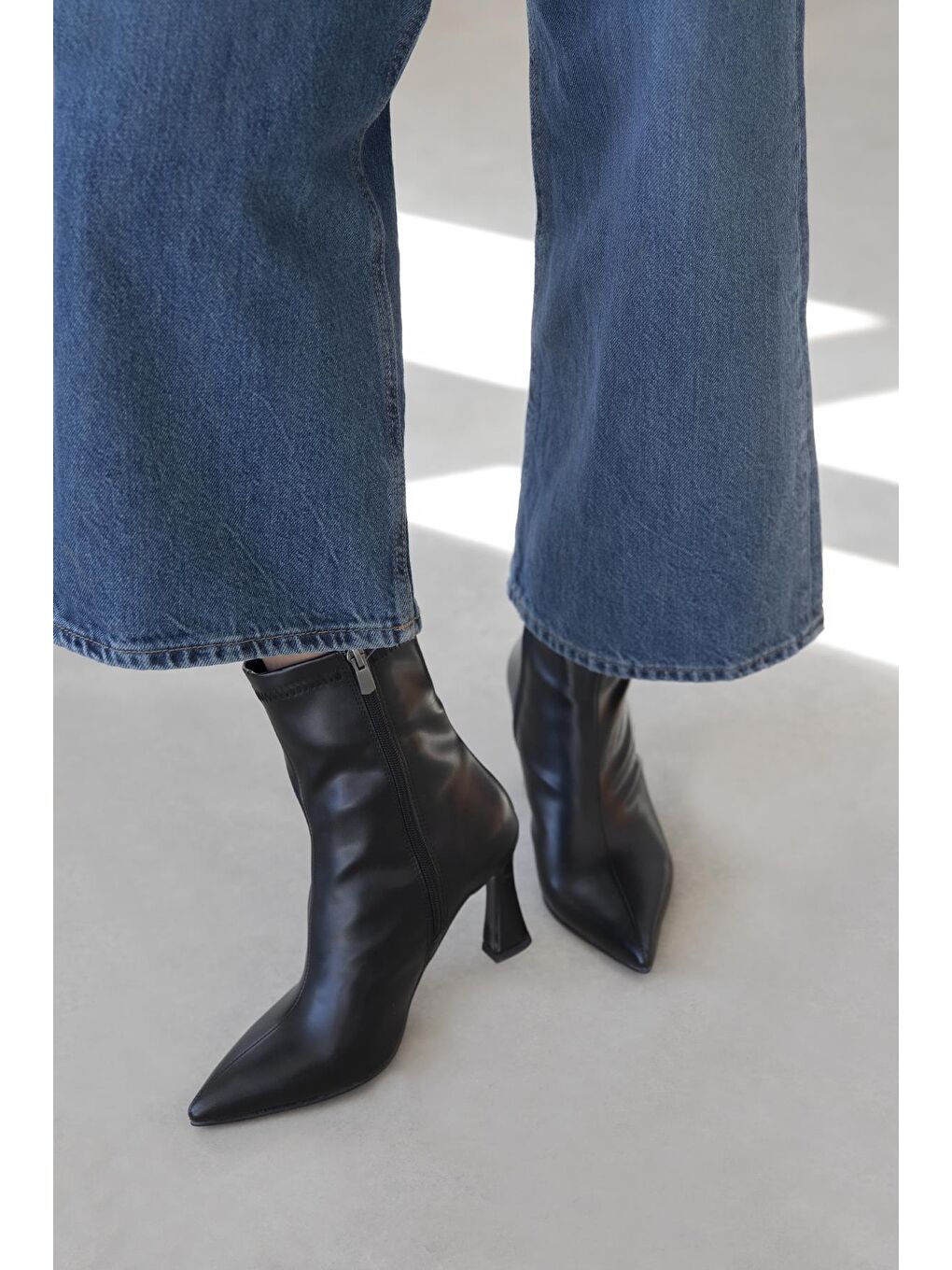 Poppin Kadın Pino Ökçe Deri Bot Siyah-1