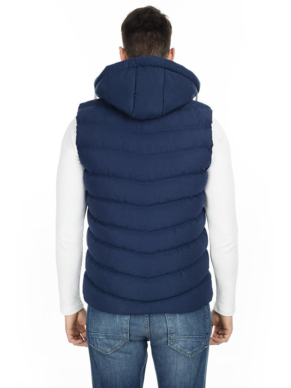 İndigo Kapüşonlu Slim Fit Yelek 556B5618-1