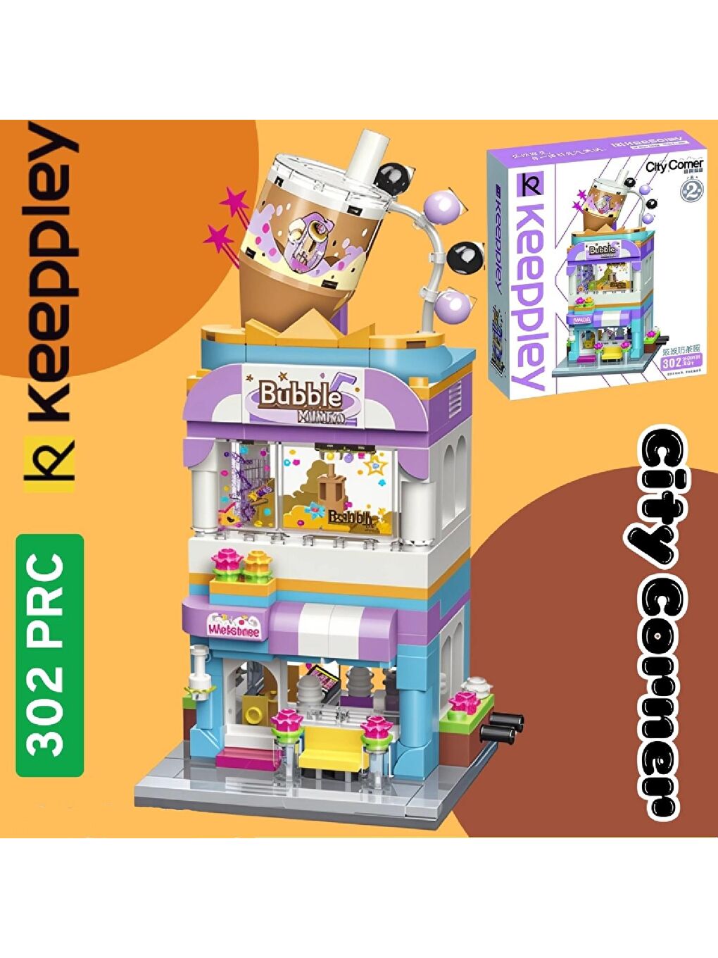 Keeppley Köpüklü Çay Evi Block Lego Yapı Oyuncağı 302 Parça (KP0108)-1