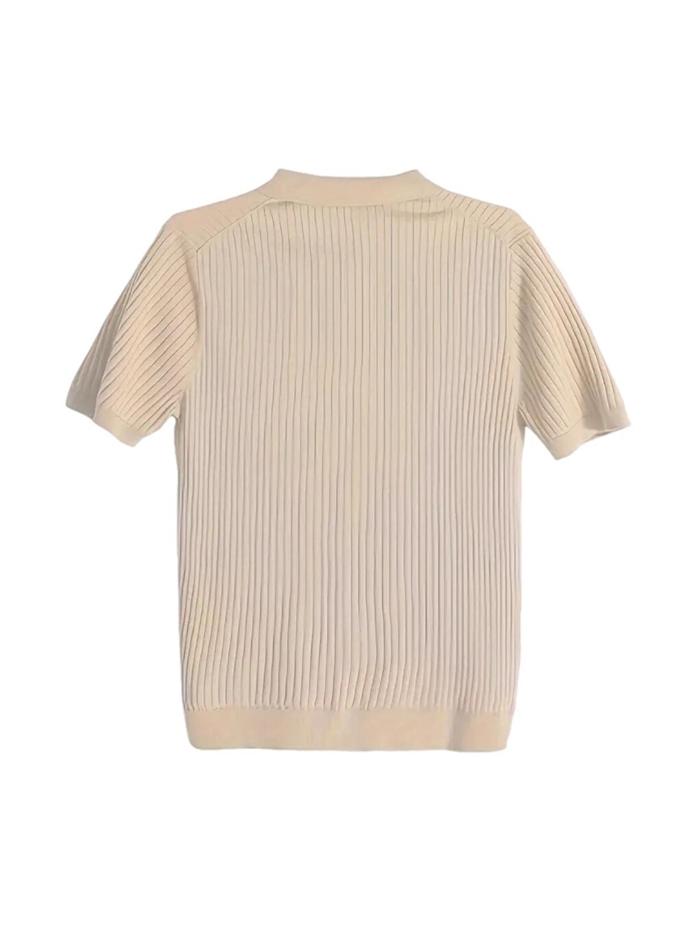 Bej Lorens Çizgili Elastanlı Slim Fit Polo Yaka Örme Erkek Triko Tişört-2