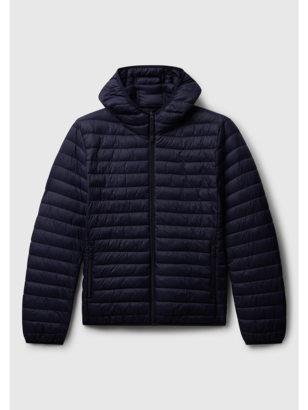 Erkek Lacivert Polyester Dolgulu Regular Fit Kapüşonlu Puffer Mont-1