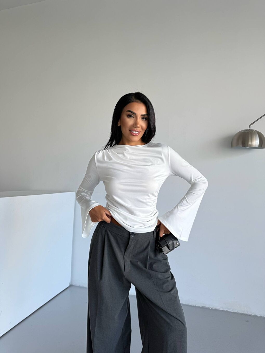 Beyaz Kol Detay Sandy Bluz