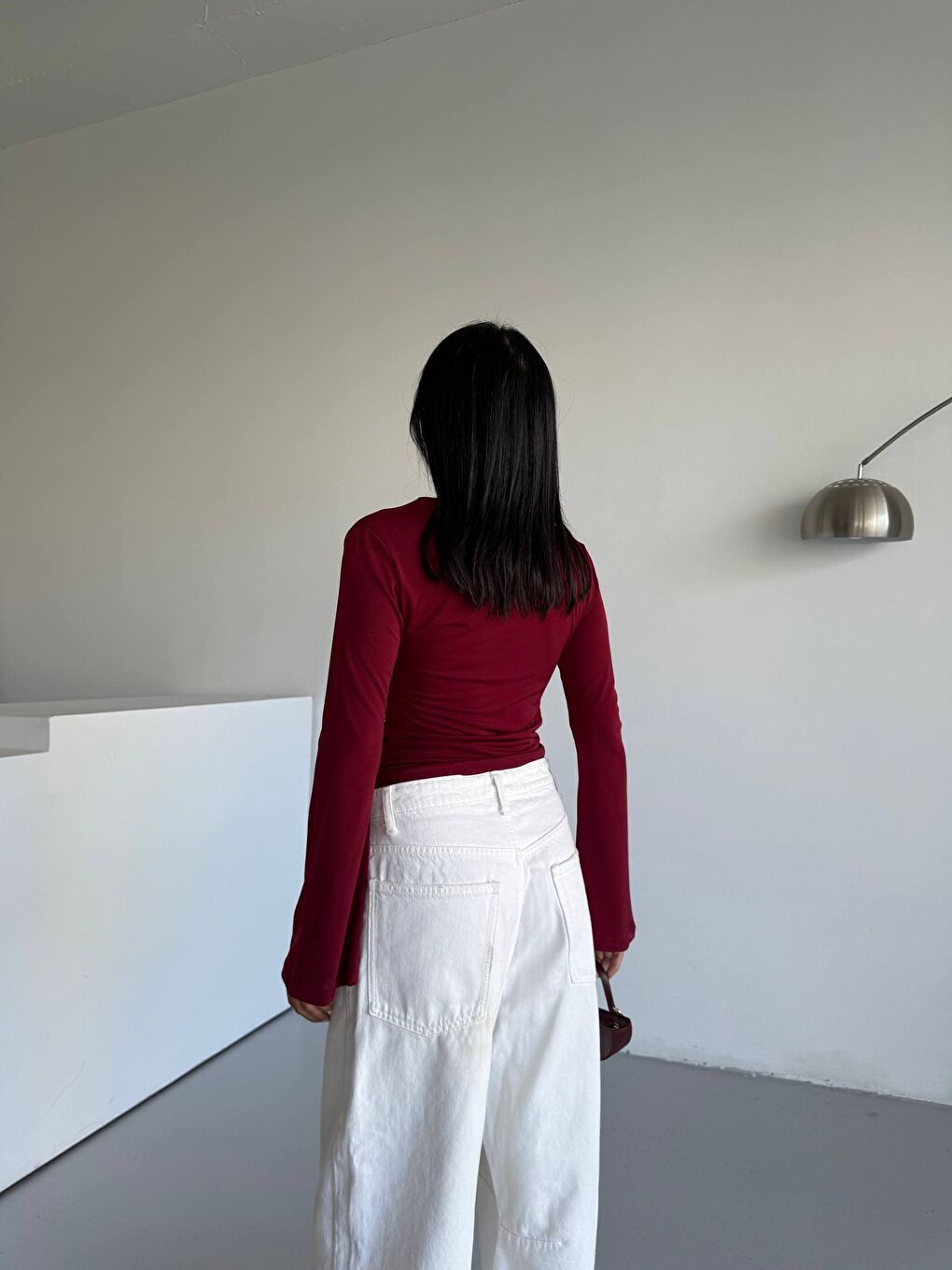 Bordo Kol Detay Sandy Bluz-4