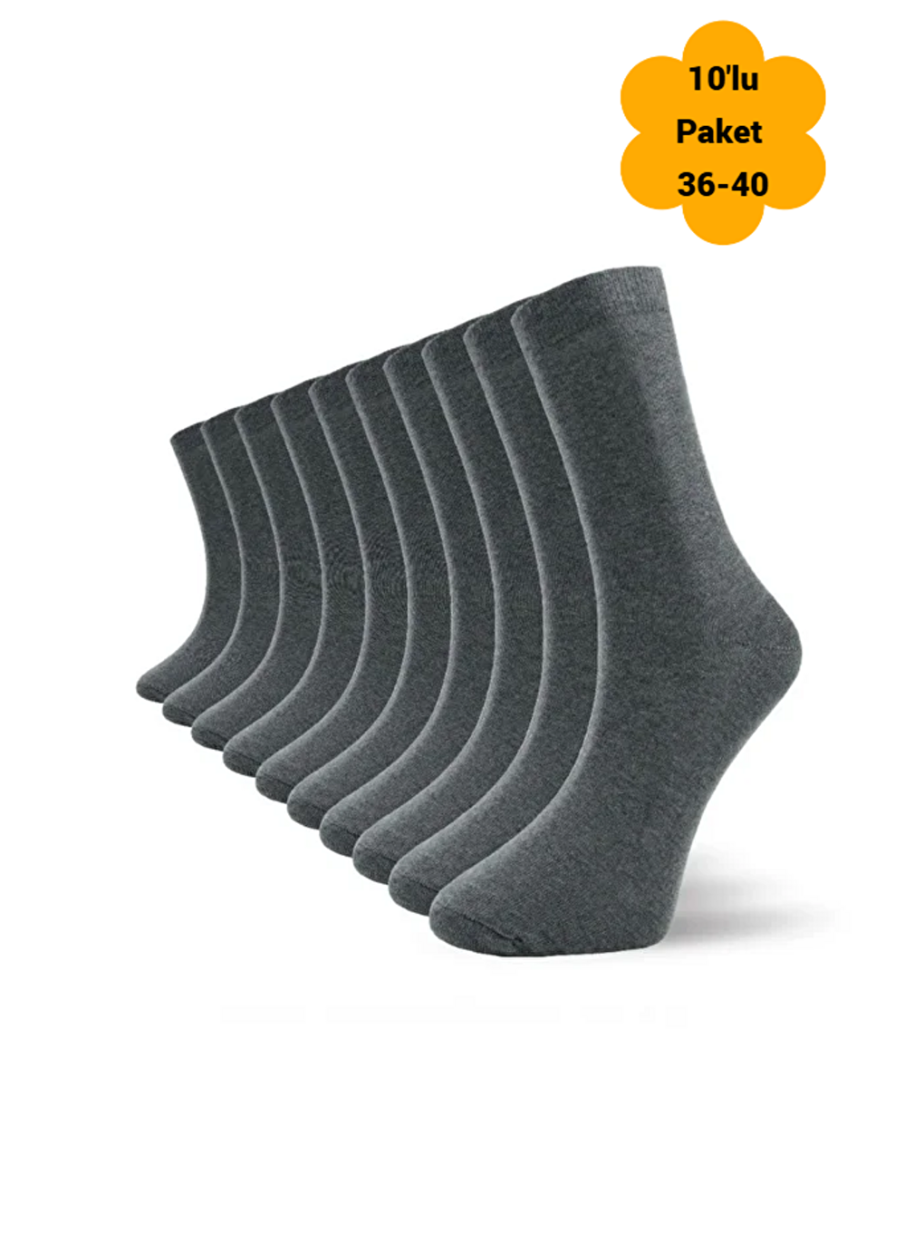 Gri 10'lu Kadın Pamuklu Yüksek Kaliteli Yumuşak Nefes Alabilen Dayanıklı Premium Kutulu Soket Çorap