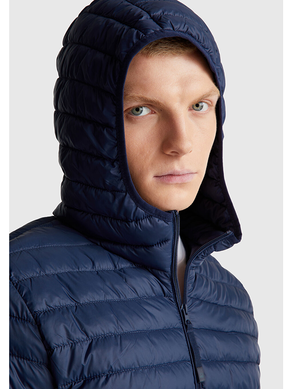 Erkek Lacivert Polyester Dolgulu Regular Fit Kapüşonlu Puffer Mont-5