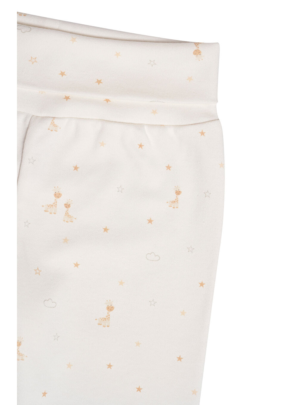 Beyaz Beli Lastikli Unisex Bebek 2'li Patikli Pantolon-2