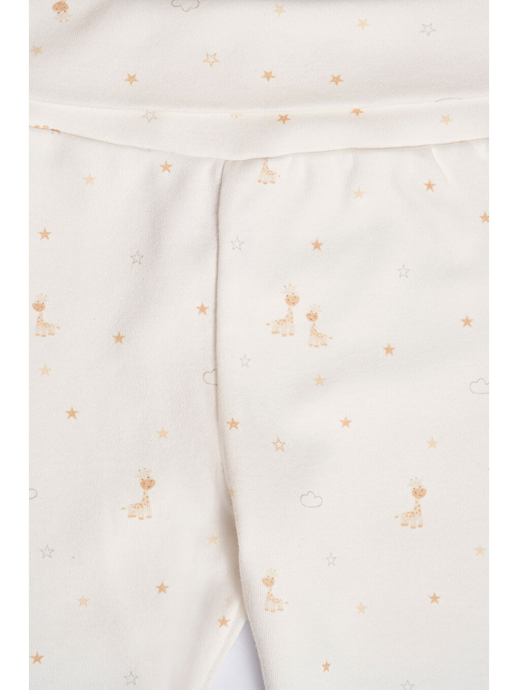 Beyaz Beli Lastikli Unisex Bebek 2'li Patikli Pantolon-4