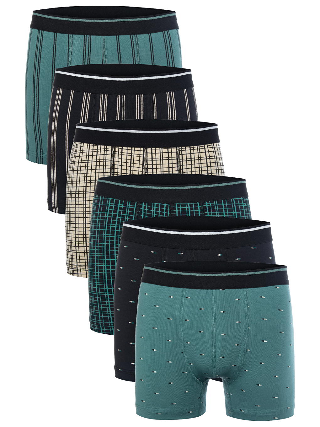 Karışık Erkek 6 lı Süprem Pamuklu Elastanlı Renkli Boxer Seti 4147-13