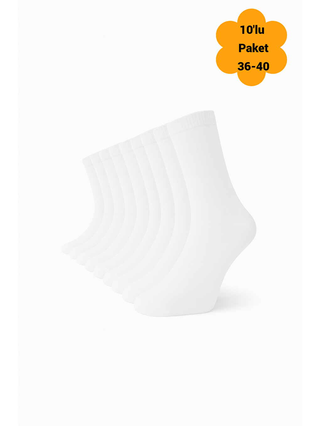 Beyaz 10'lu Kadın Pamuklu Yüksek Kaliteli Yumuşak Nefes Alabilen Dayanıklı Premium Kutulu Soket Çorap