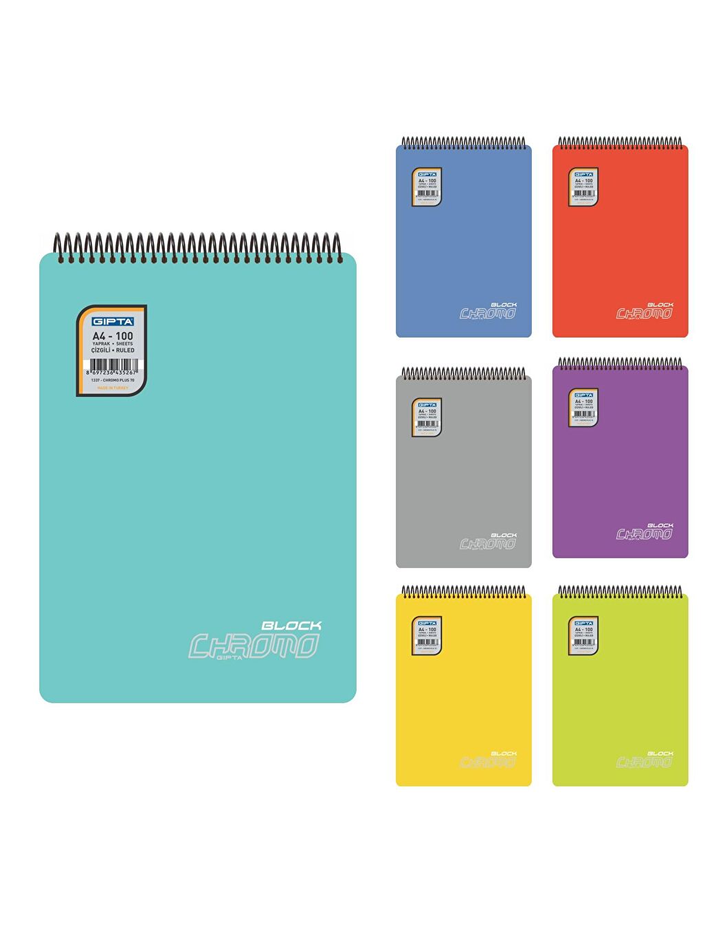 Chromo A6 80 Yaprak Plastik Kapak Üstten Spiralli Not Defteri Kareli (6098)