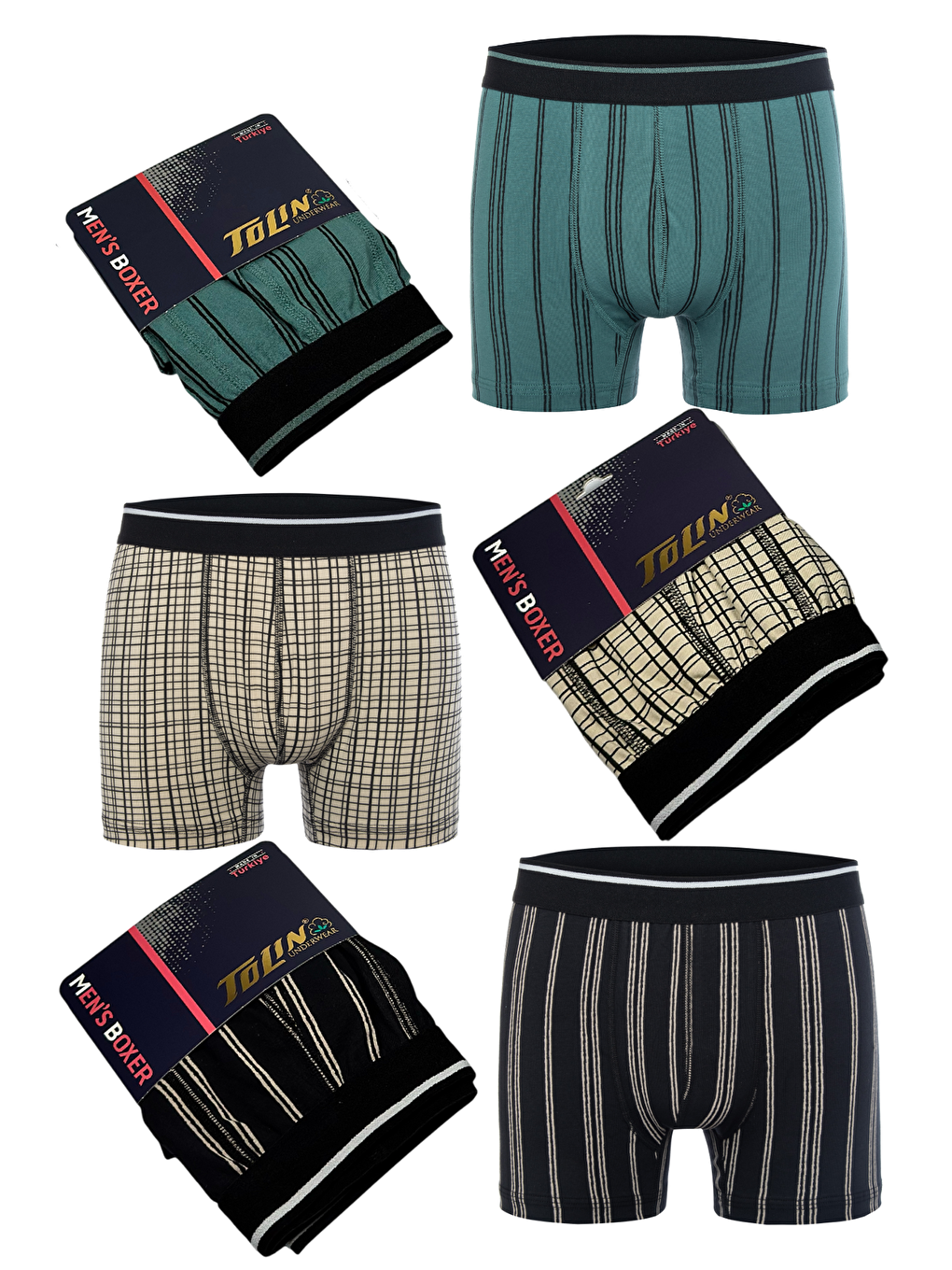 Karışık Erkek 6 lı Süprem Pamuklu Elastanlı Renkli Boxer Seti 4147-13-7