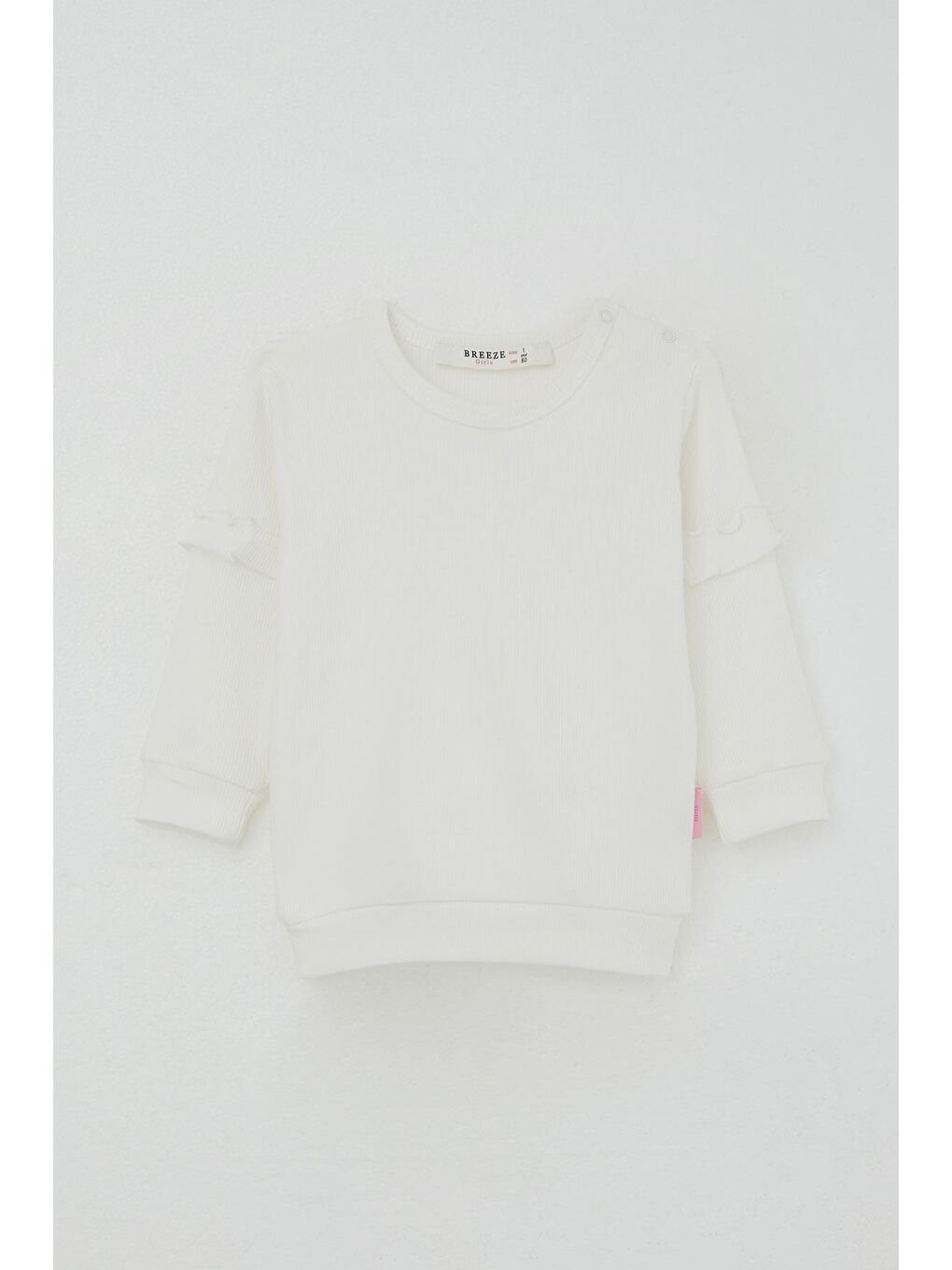 Kız Bebek Pijama Takımı Omuzdan Patlı Kolları Fırfır Detaylı Ekru (4 Ay-1 Yaş)-1