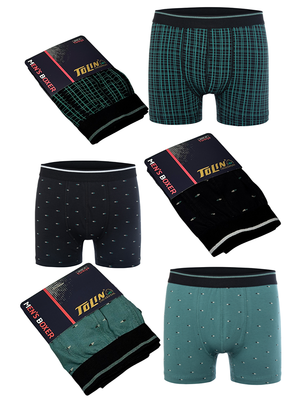 Karışık Erkek 6 lı Süprem Pamuklu Elastanlı Renkli Boxer Seti 4147-13-8