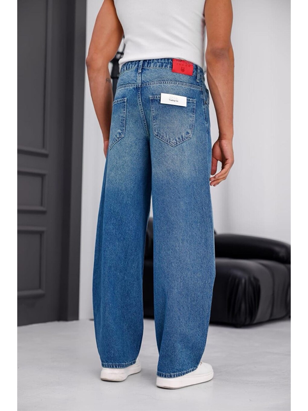 Yeşil Puertas Erkek Yüksek Bel Balon Baggy Fit Bol Kesim Jean Pantolon-7