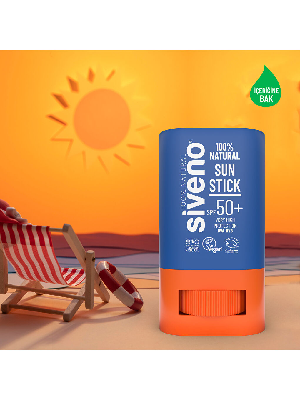 %100 Doğal Yüz Güneş Koruyucu Stick Renkli Mineral Filtre Nemlendirici UVA UVB SPF50+ 15 gr-1