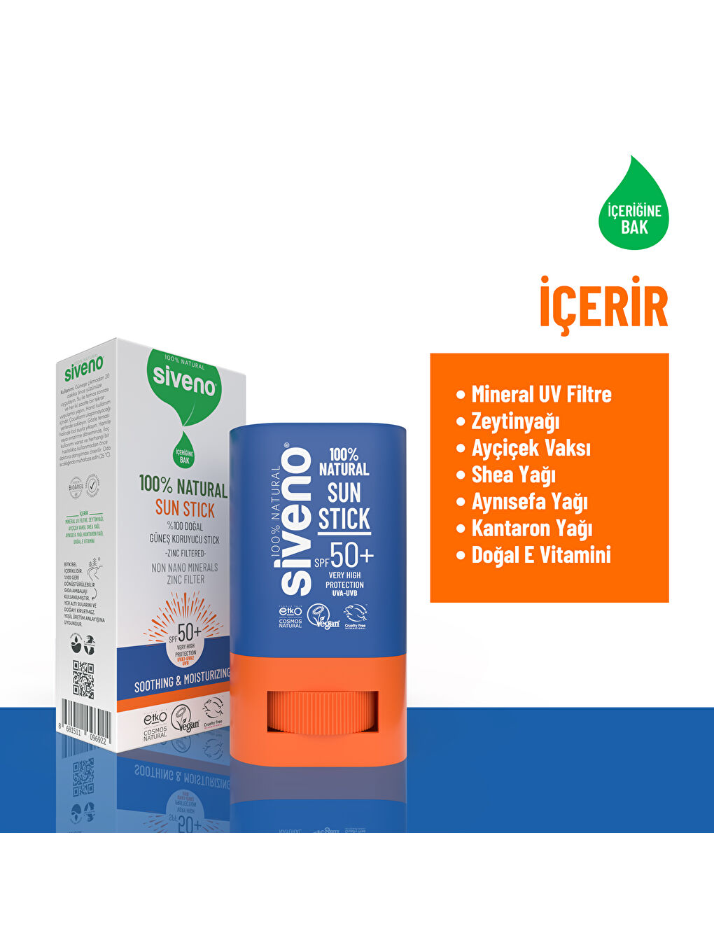 %100 Doğal Yüz Güneş Koruyucu Stick Renkli Mineral Filtre Nemlendirici UVA UVB SPF50+ 15 gr-2