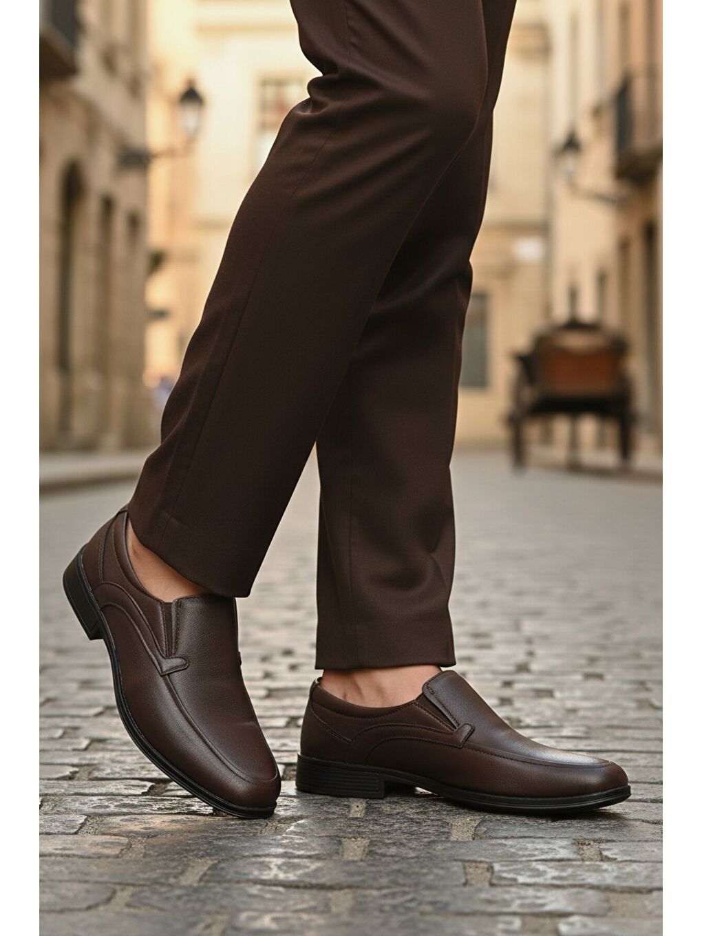 Kahverengi Kahve Bağcıksız Deri Jel Taban Anatomik Erkek Casual Ayakkabı 301 M-2