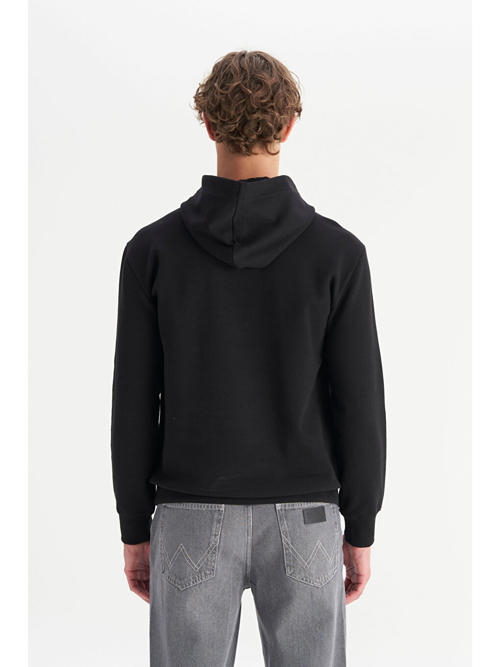 Regular Fit Normal Kesim Kapüşonlu Siyah Hoodie-5