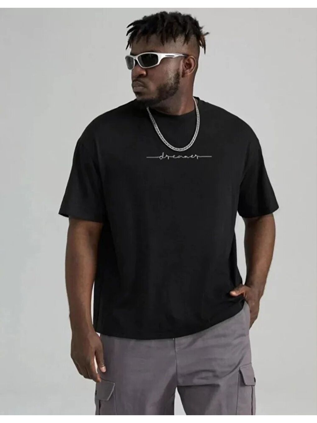 Unisex Baskılı Oversize T-Shirt - Siyah