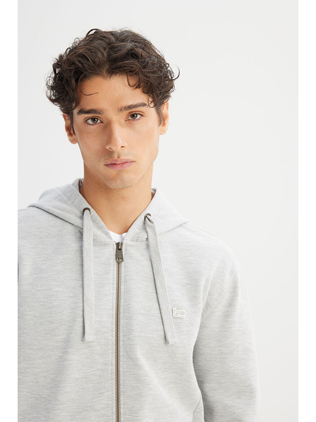 Regular Fit Normal Kesşim Kapüşonlu Fermuarlı Gri Melanj Sweatshirt Ceket-3