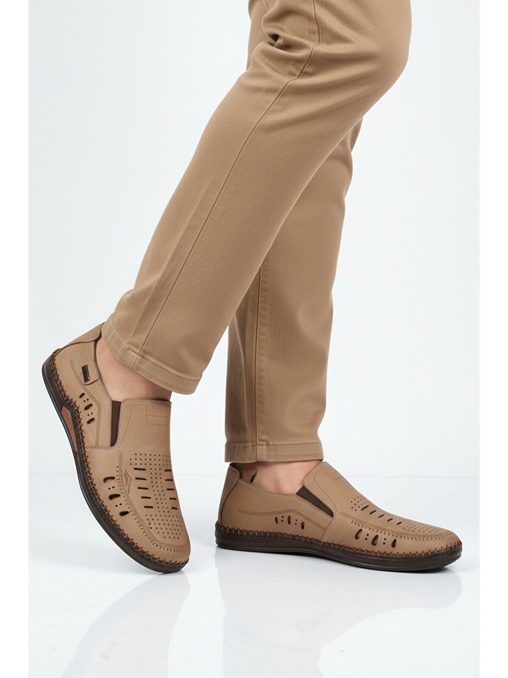 Ekru Kum Nubuk Hakiki Deri Jel Taban Anatomik Erkek Casual Ayakkabı 410 M