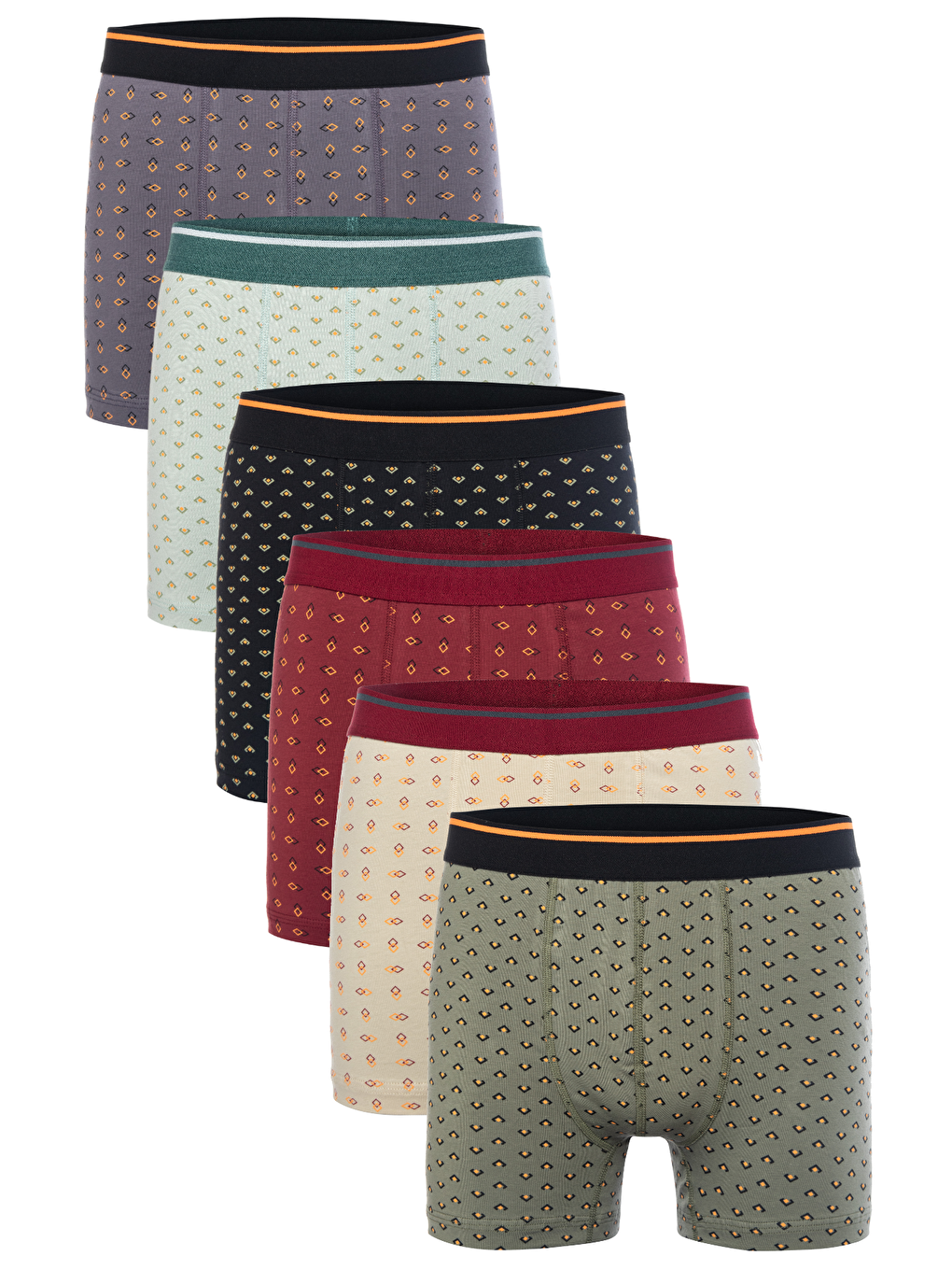 Karışık Erkek 6 lı Süprem Pamuklu Elastanlı Renkli Boxer Seti 4147-12
