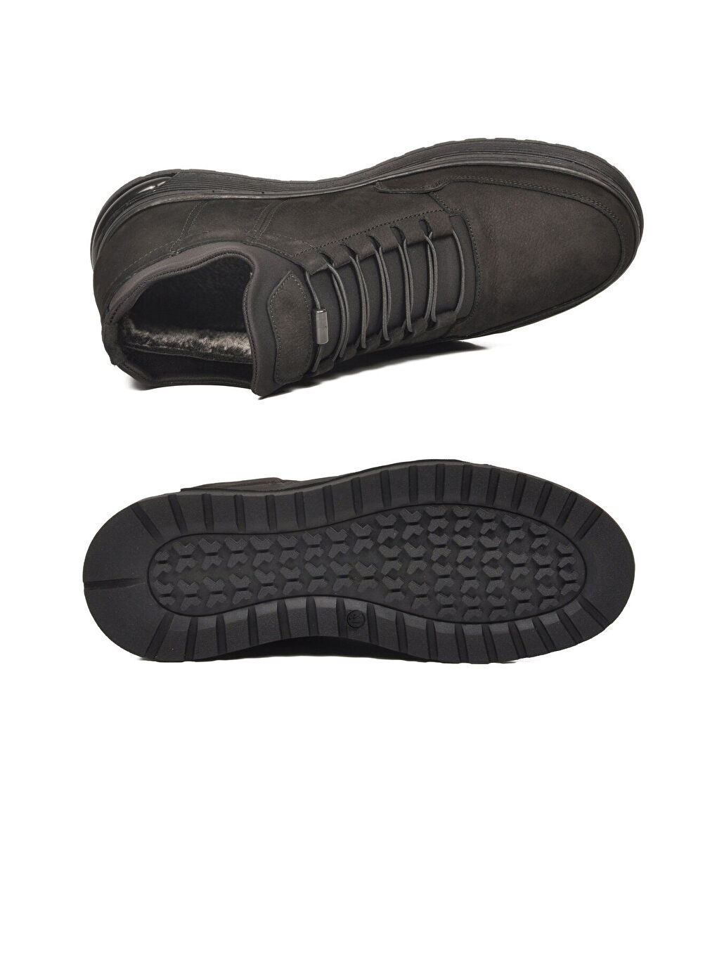 Siyah Nubuk Hakiki Deri İçi Kürklü Kaymaz Erkek Bot 727 M-4