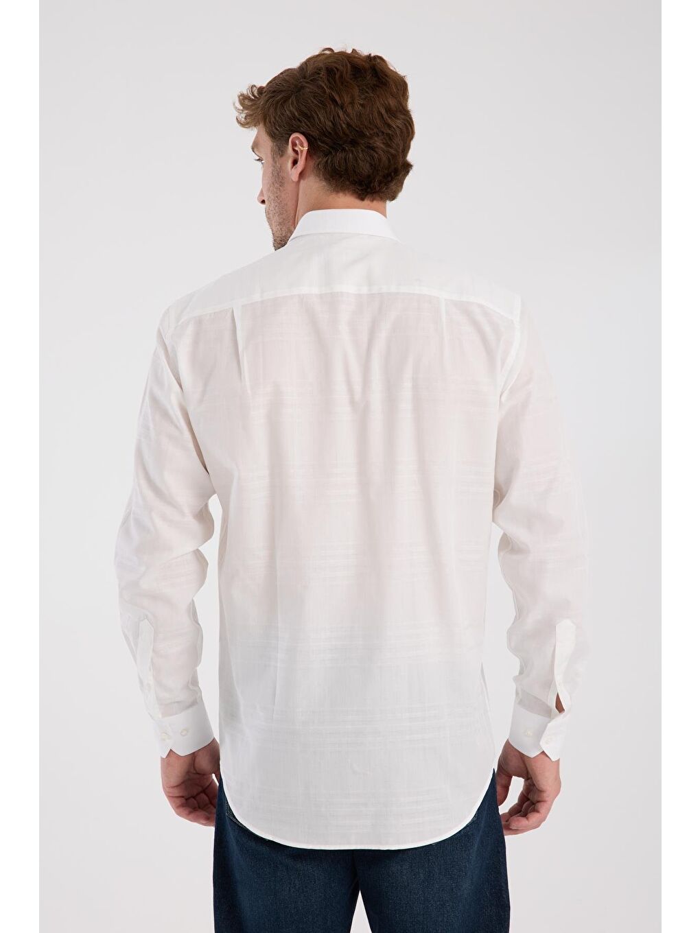 Aclub Ac10092 Poplin Pamuklu Regular Fit Beyaz Düğmeli Yaka Erkek Kareli Gömlek-7