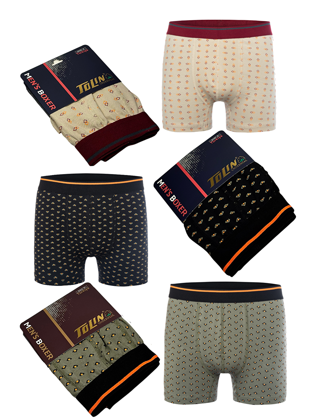 Karışık Erkek 6 lı Süprem Pamuklu Elastanlı Renkli Boxer Seti 4147-12-7