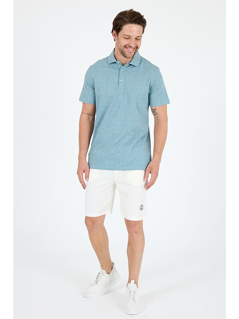 Mavi Erkek Polo Yaka Desenli Tişört – %95 Pamuk %5 Elastan – Şık, Esnek ve Rahat Kısa Kollu Tişört 0034-2