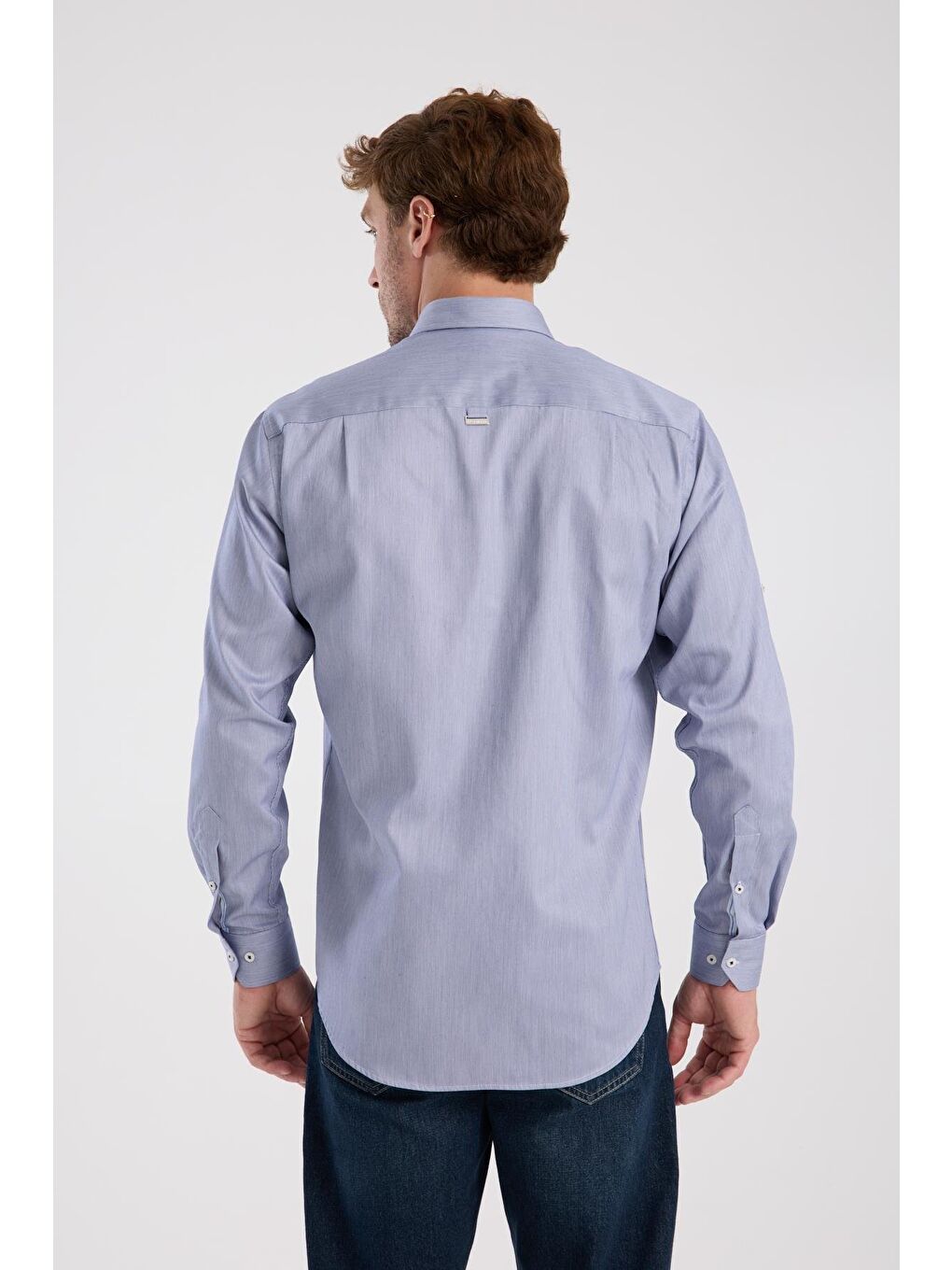 Aclub Ac10091 Poplin Pamuklu Regular Fit Lacivert Düğmeli Yaka Erkek Düz Gömlek-6