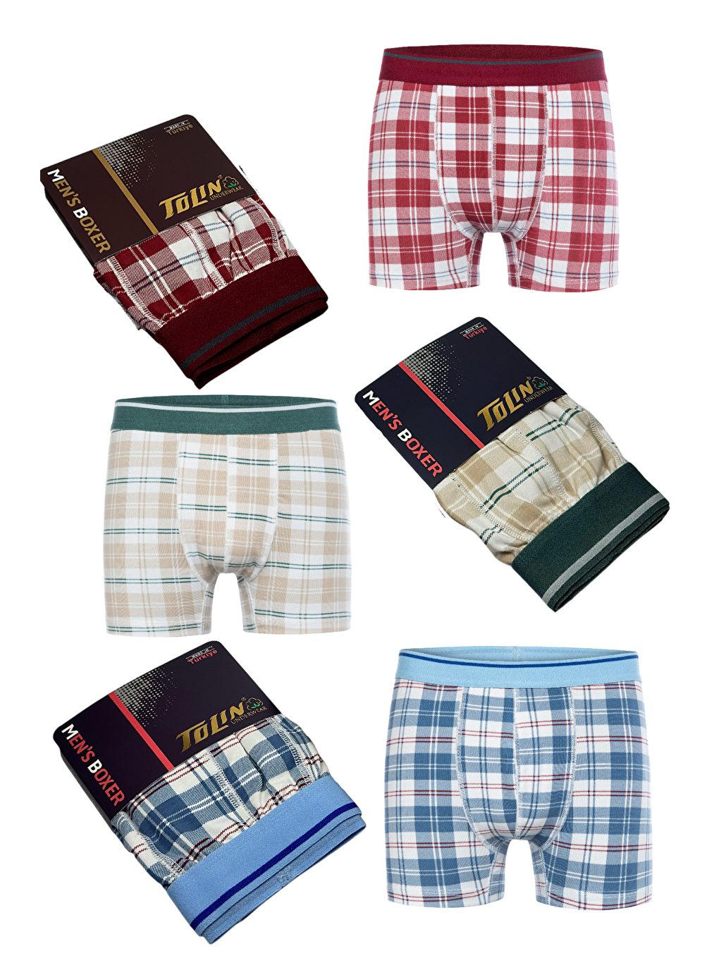 Karışık Erkek 6 lı Süprem Pamuklu Elastanlı Renkli Boxer Seti 4147-11-8