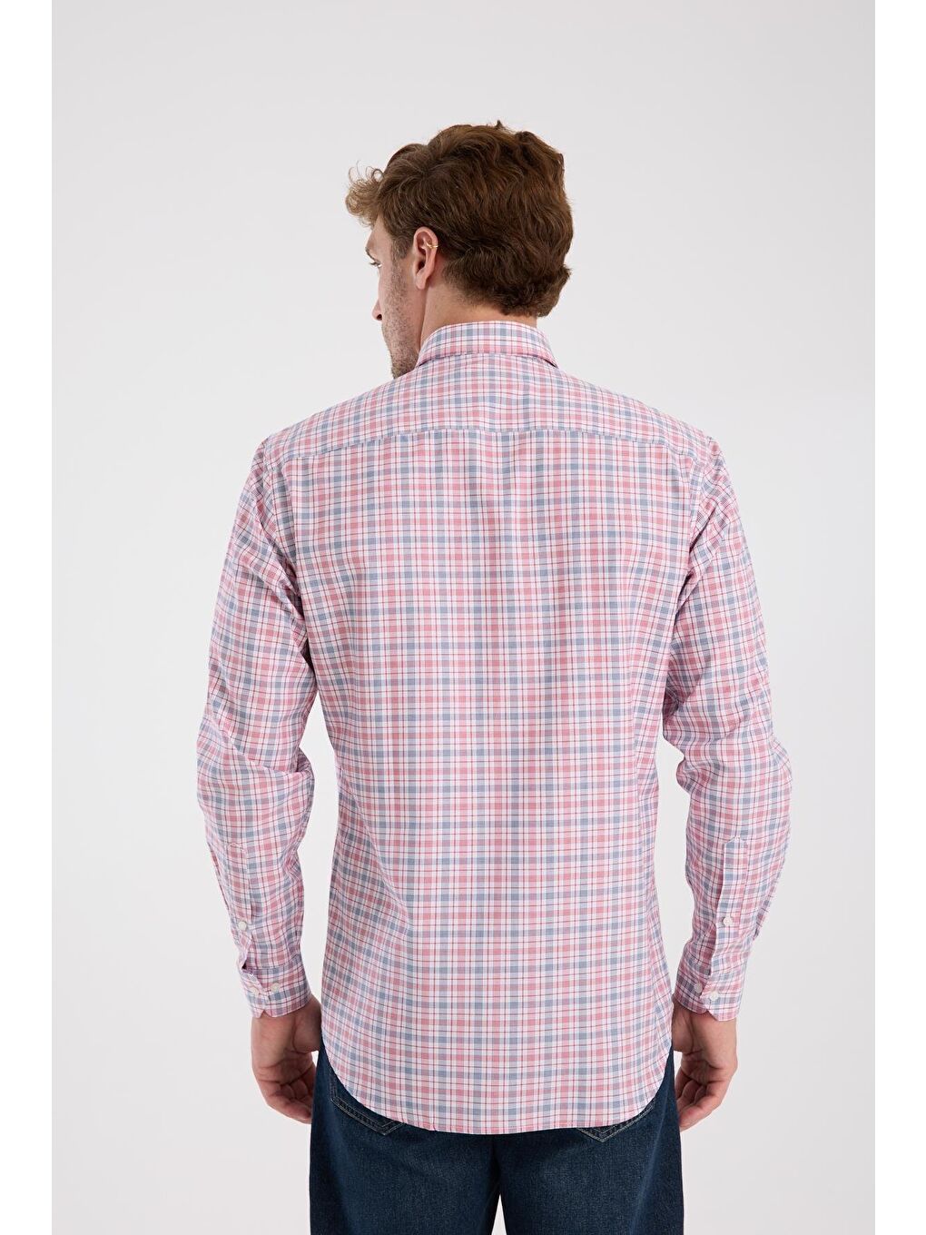 Aclub Ac10090 Oxford Pamuk Karışımlı Regular Fit Kırmızı Düğmeli Yaka Erkek Kareli Gömlek-7