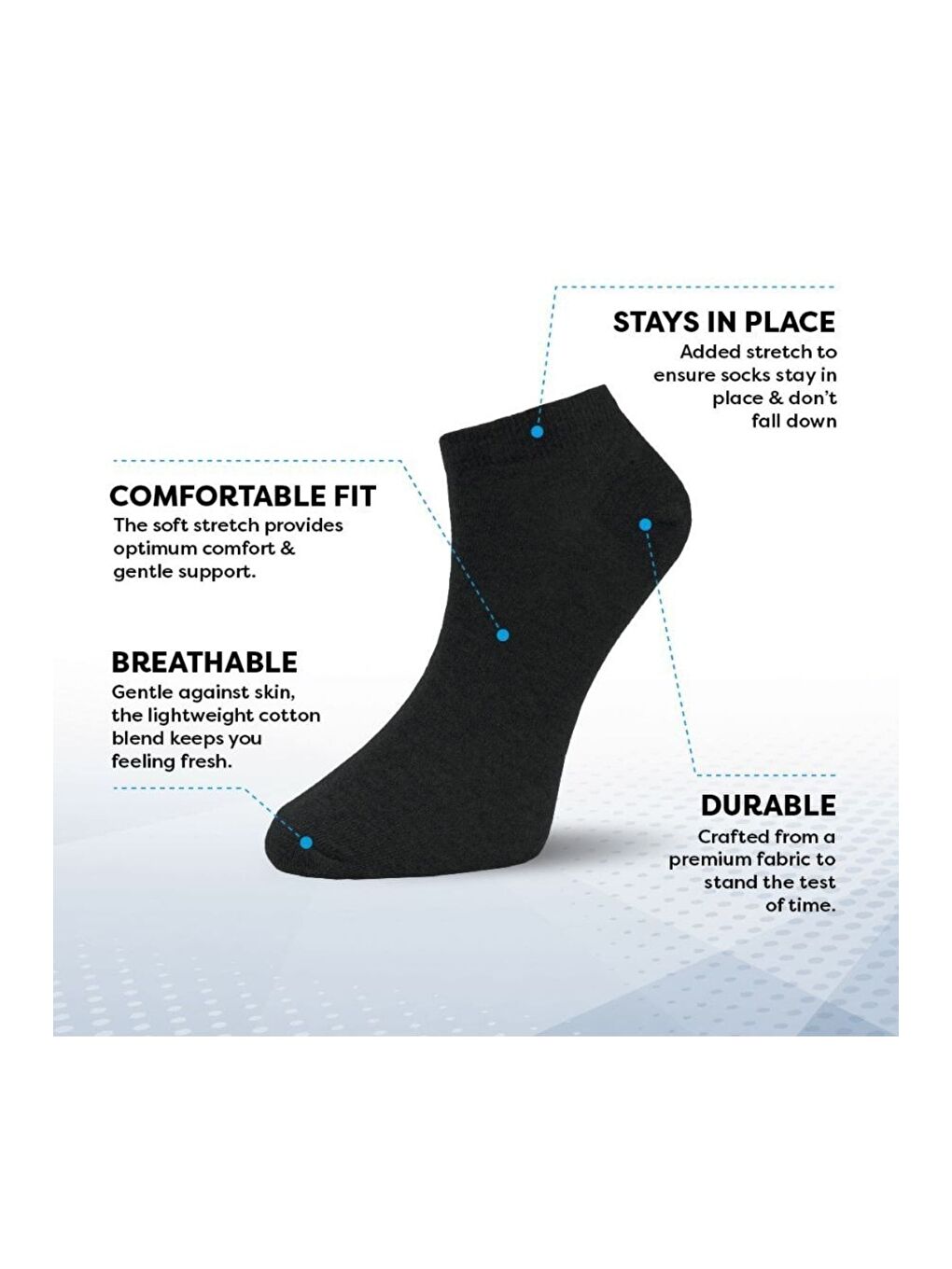 Siyah 10'lu Kadın Pamuklu Yüksek Kaliteli Yumuşak Nefes Alabilen Dayanıklı Premium Kutulu Patik Çorap-2