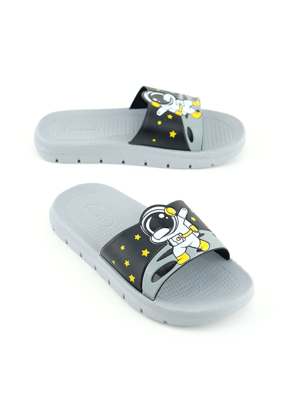 Siyah Erkek Çocuk Yazlık Astronot PU Rahat Taban Ev Banyo Havuz Plaj Terlik