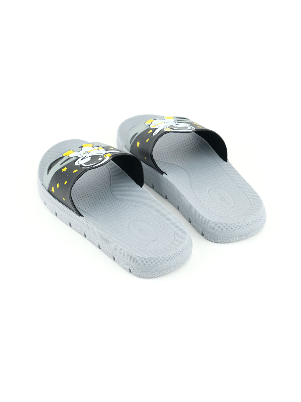 Siyah Erkek Çocuk Yazlık Astronot PU Rahat Taban Ev Banyo Havuz Plaj Terlik-3