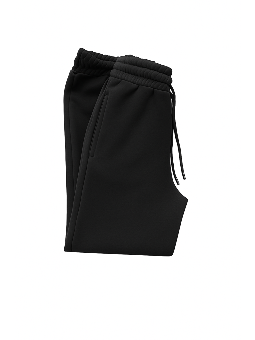 Siyah Erkek 3 İplik Şardonlu Kalın Lastikli Paça Cepli Yüksek Kalite Şardonlu Kalın Battal Eşofman Altı