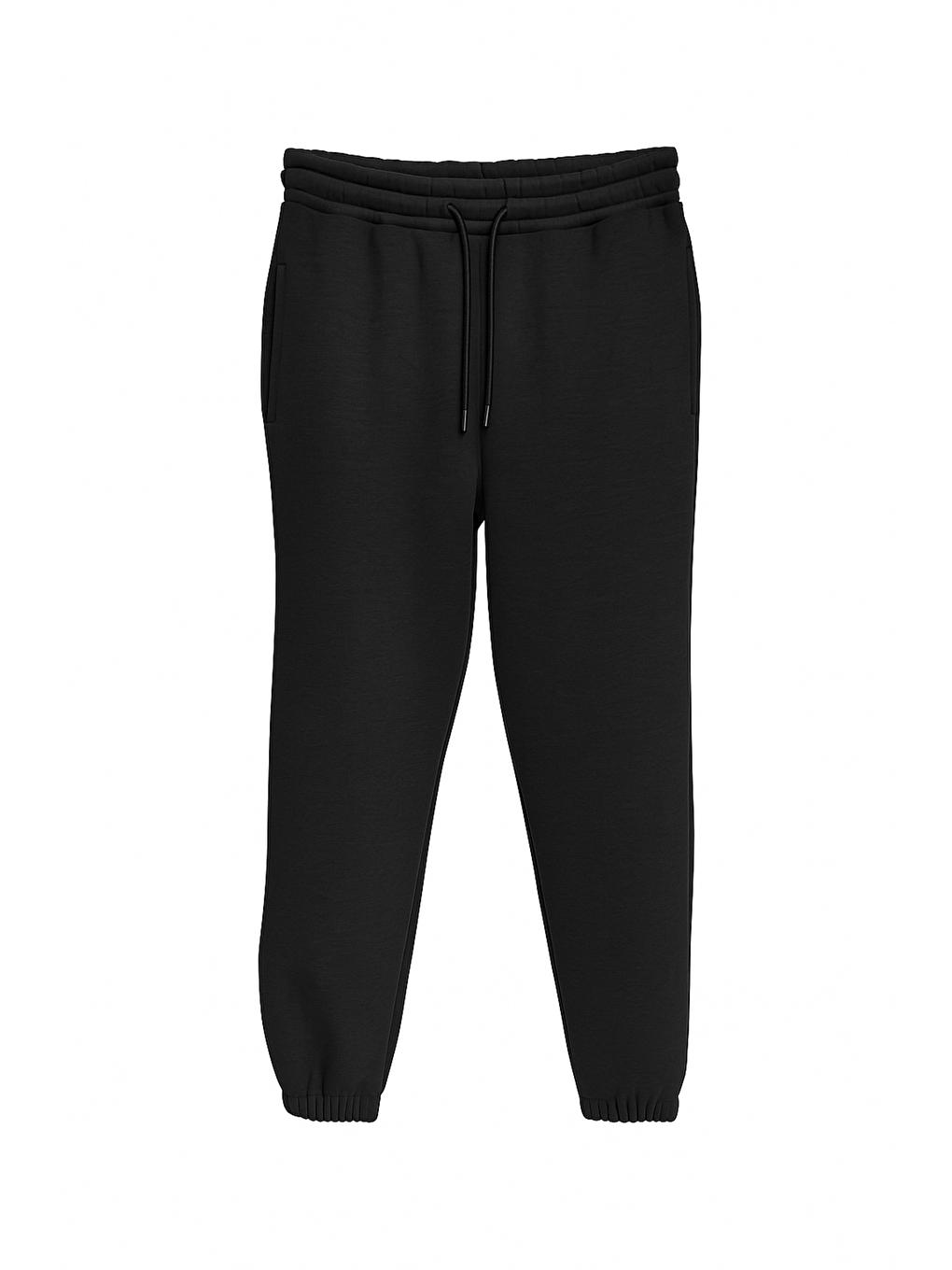 Siyah Erkek 3 İplik Şardonlu Kalın Lastikli Paça Cepli Yüksek Kalite Şardonlu Kalın Battal Eşofman Altı-2